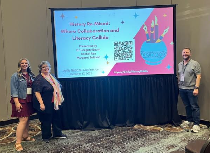 RSHSLibrary's tweet image. Dr. Baum, Ms. Sullivan, and Ms. Rea (social studies teacher) presented a workshop at the American Association of School Librarians National Conference last week. @RSHSPrincipal #RSDlibraries