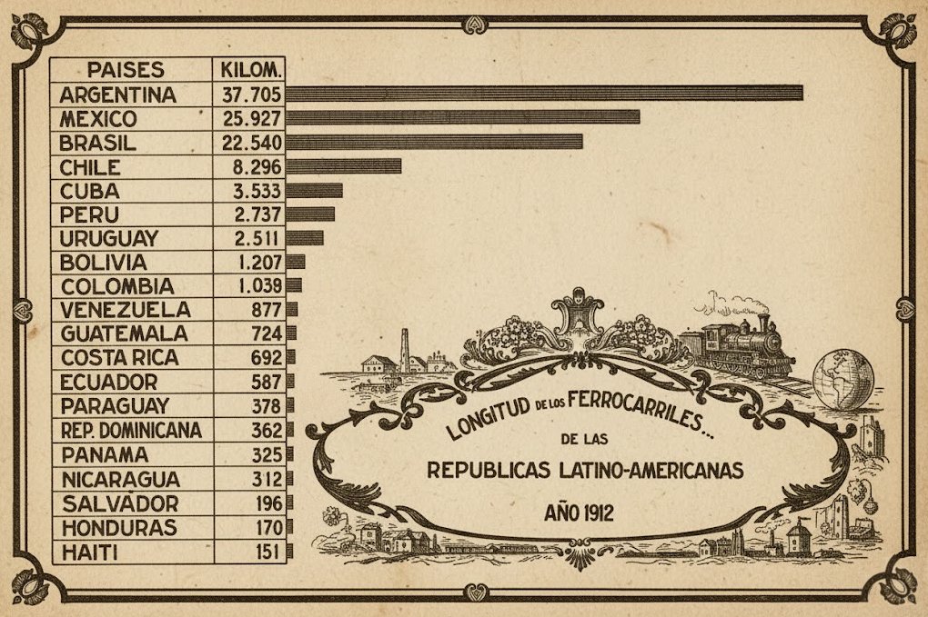 Argentinaacolor's tweet image. En una América Latina de caminos de tierra, Argentina cruzaba el continente sobre rieles.