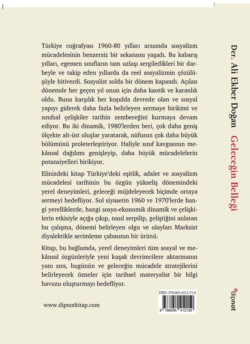 Bir süredir duyurusunu yaptığım(ız): "Geleceğin Belleği: Türkiye'de Sol Siyaset Coğrafyasının Oluşumu (1960-80)" kitabı matbaadan çıktı. Kitabın dağıtımı 6 Kasım'da başlayacak. Teşekkürler <a href="/DipnotY/">Dipnot Yayınları</a> 🌟🏵️🌿