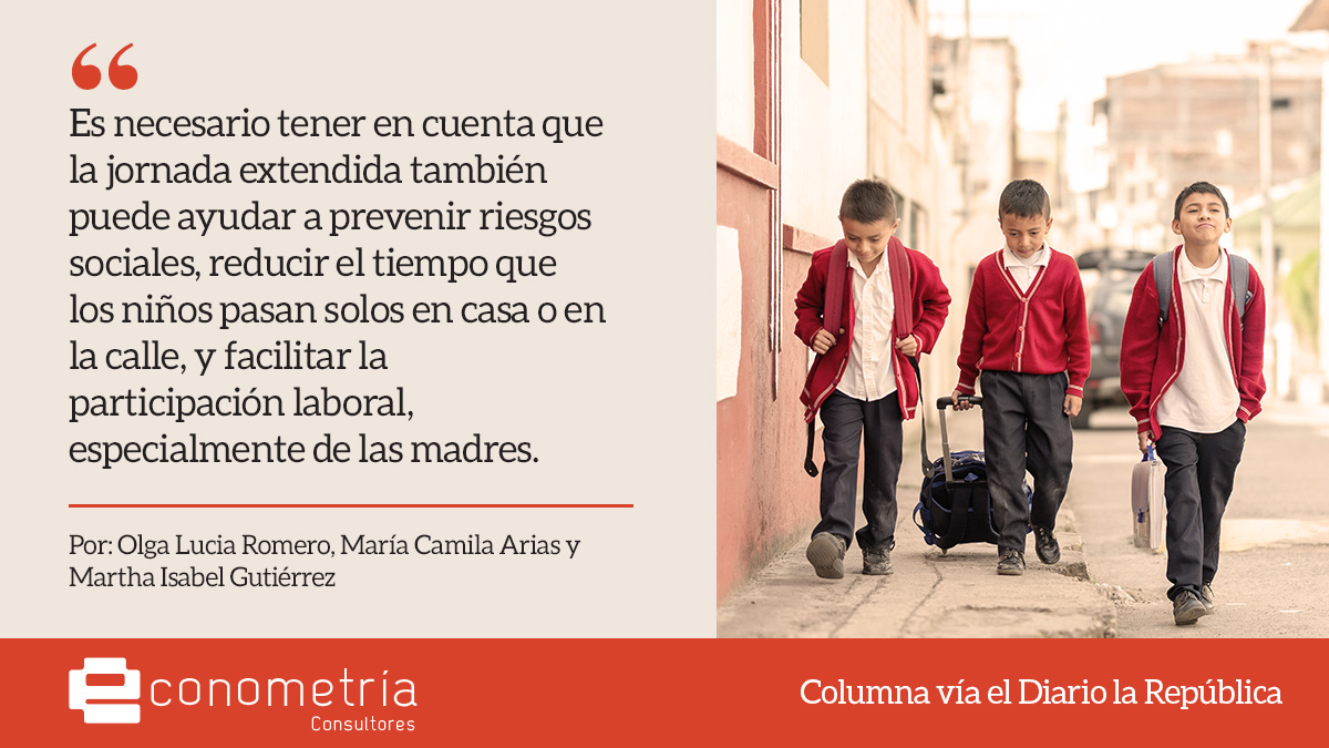 📚 ¿Más horas en el colegio, una solución?

Es la más reciente #columna del Diario <a href="/larepublica_co/">Diario La República</a>, escrita por Olga Lucía Romero, María Camila Arias y Martha Isabel Gutiérrez. Análisis de cómo la Jornada Escolar Extendida puede mejorar la calidad educativa y cerrar brechas en