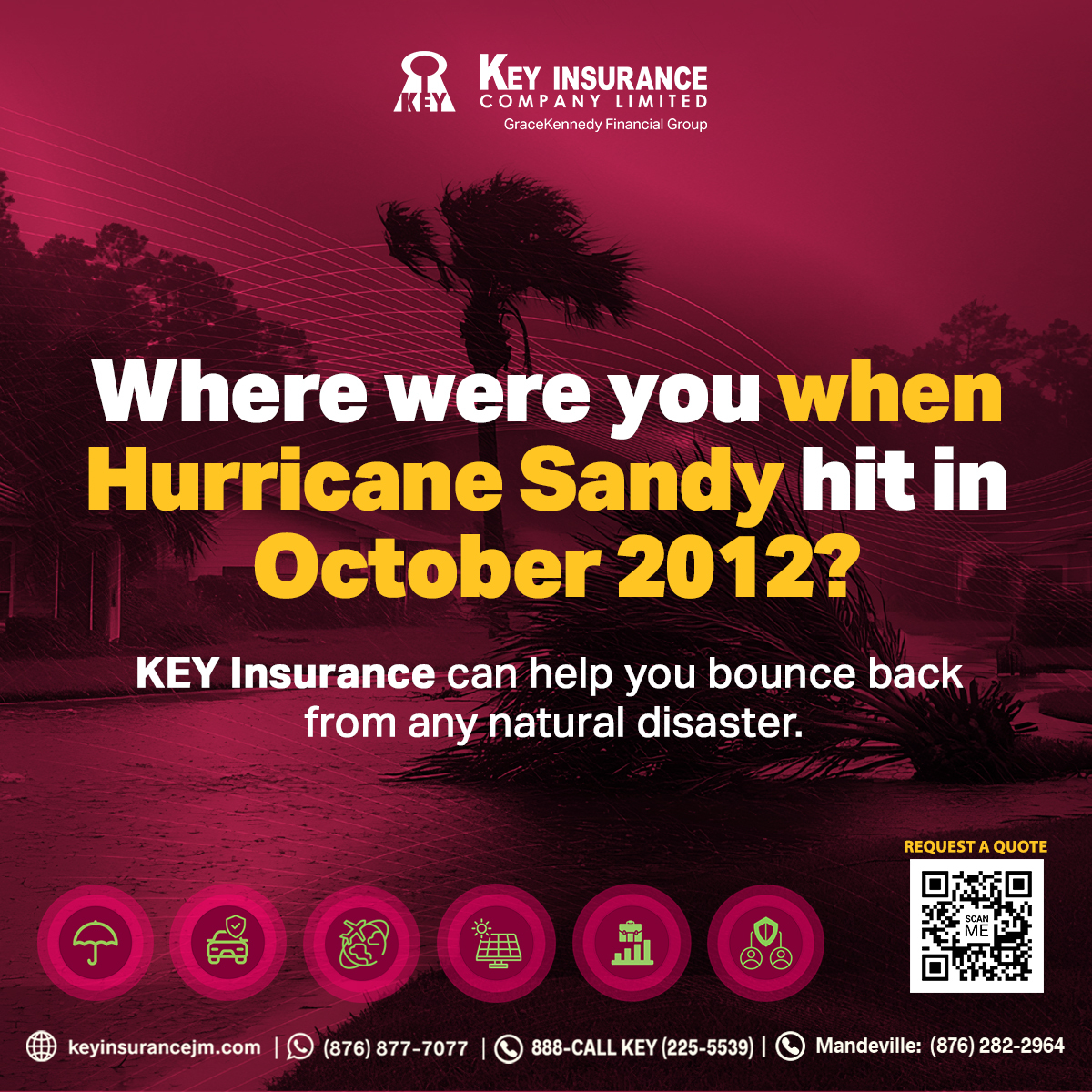 imwithkey's tweet image. 🌀 Remember #HurricaneSandy (2012)? It hit near Kingston, flooding communities &amp;amp; damaging homes from St. Catherine to Portland.

Where were you when Sandy struck? 🏚️

✅ This hurricane season, protect what matters with #KEYInsurance — your home, car &amp;amp; business coverage.

📞