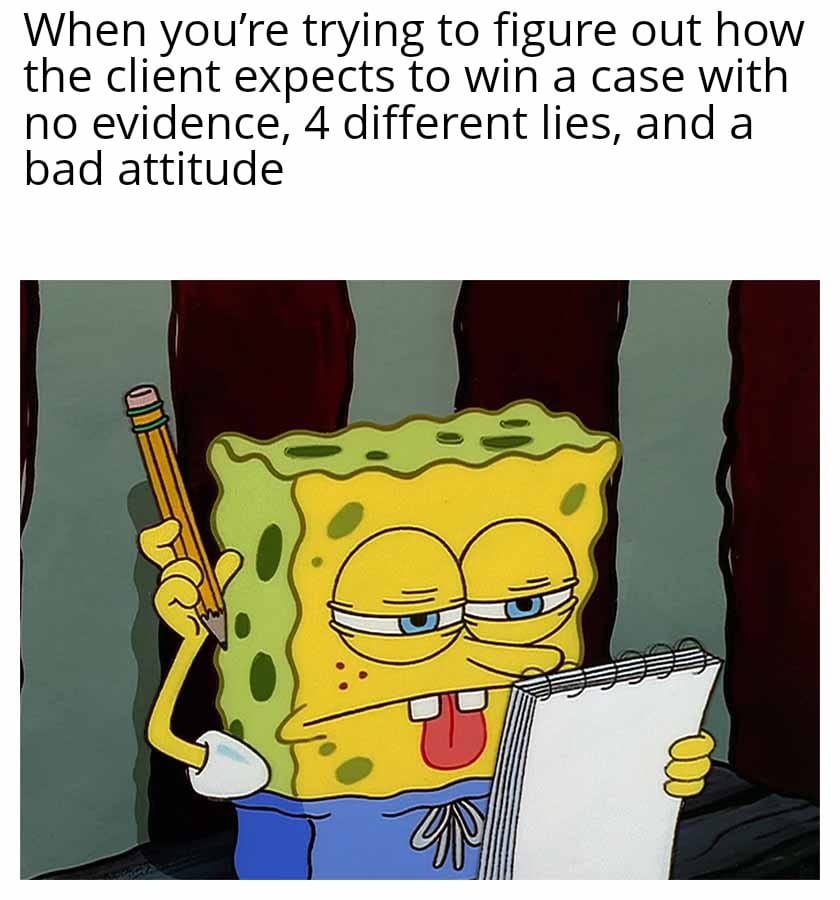 lpnlolz's tweet image. Trying to draft a strategy when your client brings zero evidence, four lies, and a “trust me” attitude like it’s a slam dunk. 

#LawyerLife #TrialPrepRealities #ClientLogic