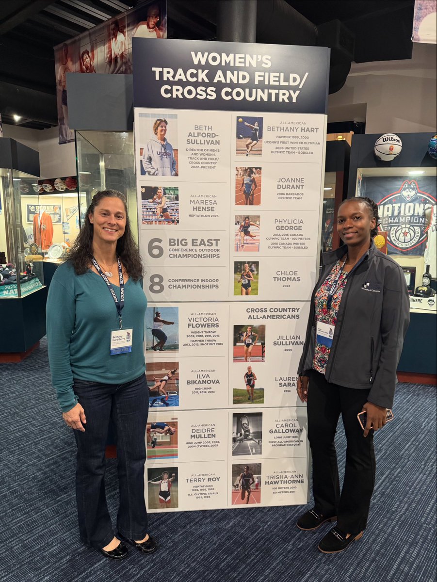 mikeenr's tweet image. A pair of @UConnTFXC All-American visited the Husky Heritage Sports Museum on Thursday as part of the Sports and Human Rights Summit at @UConn Bethany Hart Gerry and Trisha Hawthorne-Noble ..Bethany was also an Olympian for @USABS