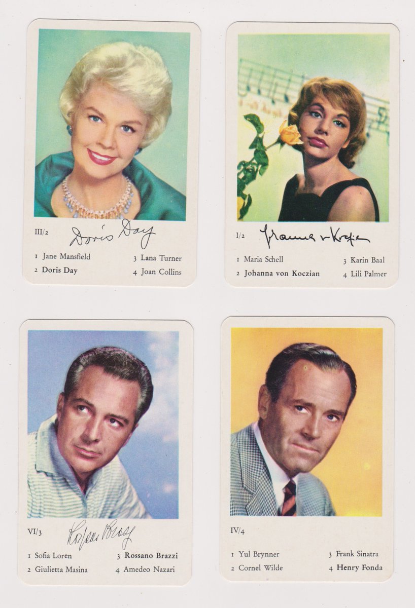 Just finished a set-break on some high grade cards I hadn't ever handled before, 1958 F.X Schmid Filmfestival I cards from Germany. You'll find them here: ebay.com/str/immortalep… I'll have some slightly less expensive b&amp;w cards from another Schmid set listed in a few days.