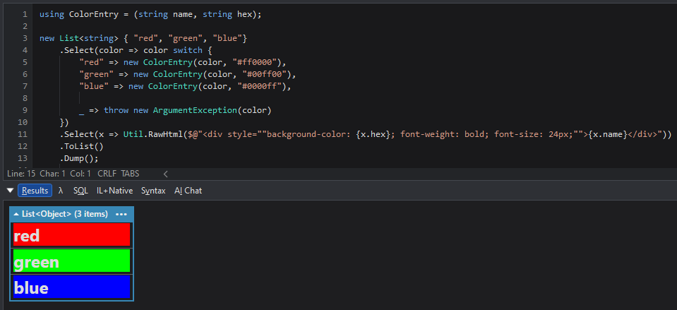 RyanRodemoyer2's tweet image. C# switch expressions

Moaaaarrrrrrrr LINQ please