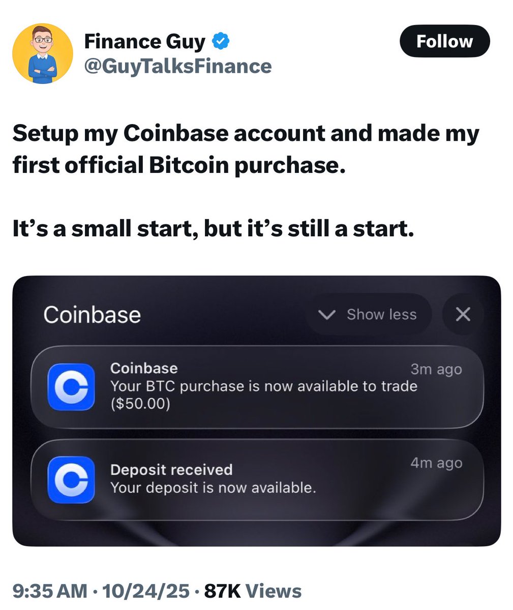 Guy has been LARPing as a Bitcoin Maxi all week and literally “just made his first official” Bitcoin purchase TODAY and it’s only $50.00 worth.  🤡🤡