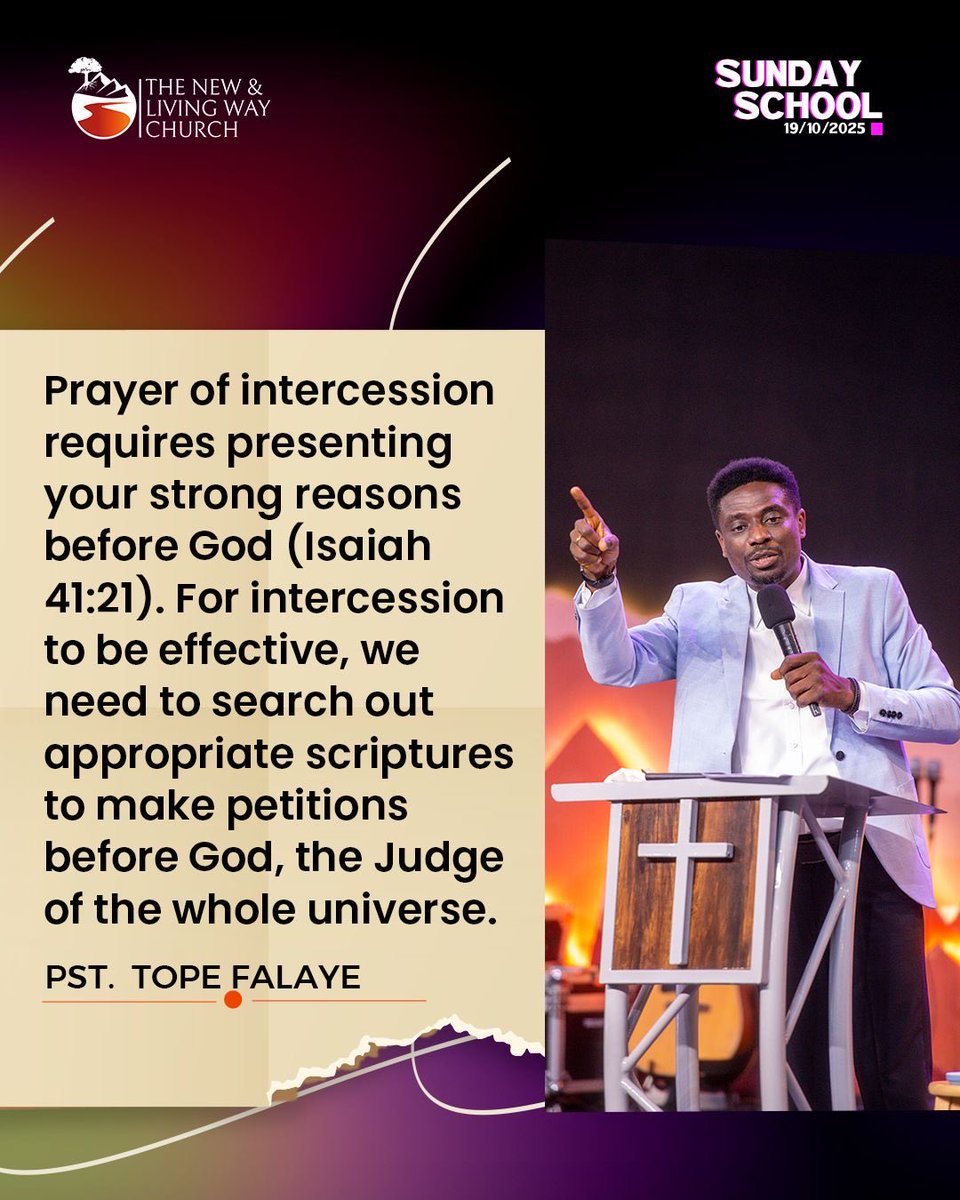 nlwclife's tweet image. HIGHLIGHT FROM SUNDAY SCHOOL...

Topic: The Prayer of Intercession

Minister: Pastor Tope Falaye

Get the full teaching here: nlwc.church/messages/the-p…

Have a great time in the Word and Spirit!

#NLWC
#SundaySchool