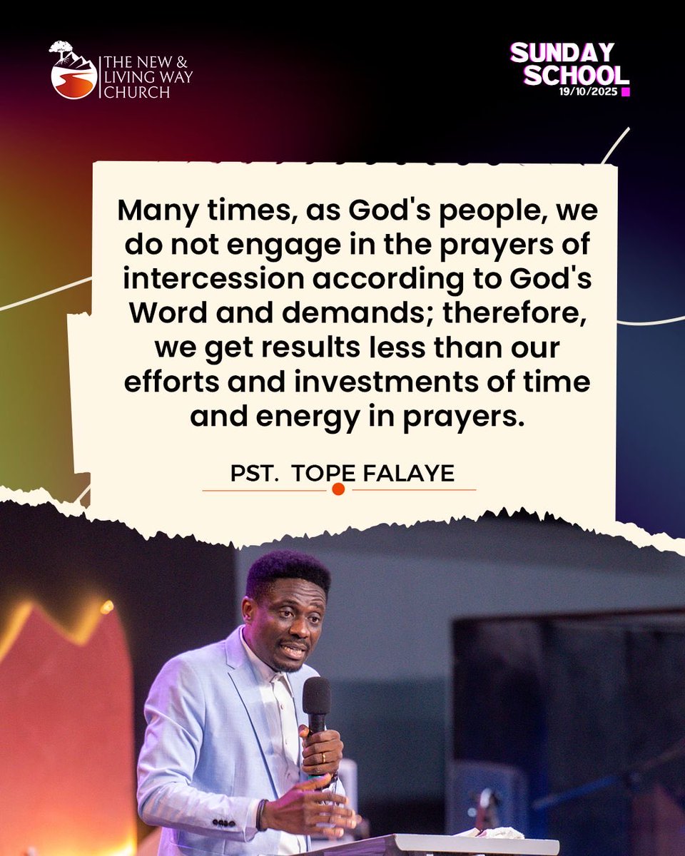 nlwclife's tweet image. HIGHLIGHT FROM SUNDAY SCHOOL...

Topic: The Prayer of Intercession

Minister: Pastor Tope Falaye

Get the full teaching here: nlwc.church/messages/the-p…

Have a great time in the Word and Spirit!

#NLWC
#SundaySchool