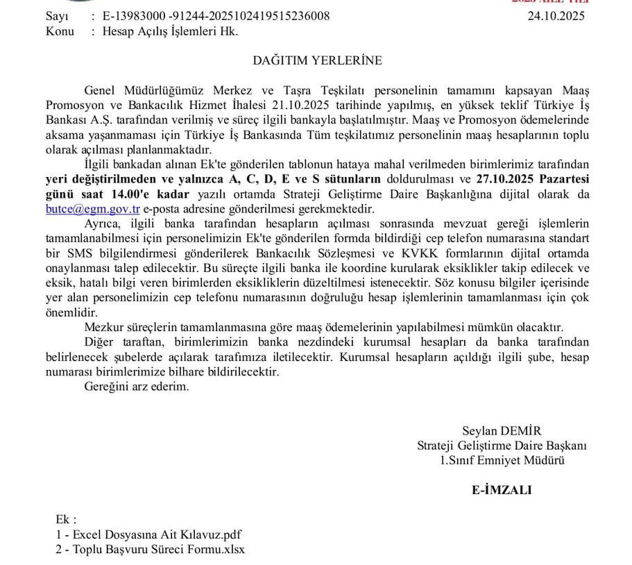 İş bankası tarafından toplu şekilde hesap açılacak. Telefon numaralarının doğru olması gerekiyor