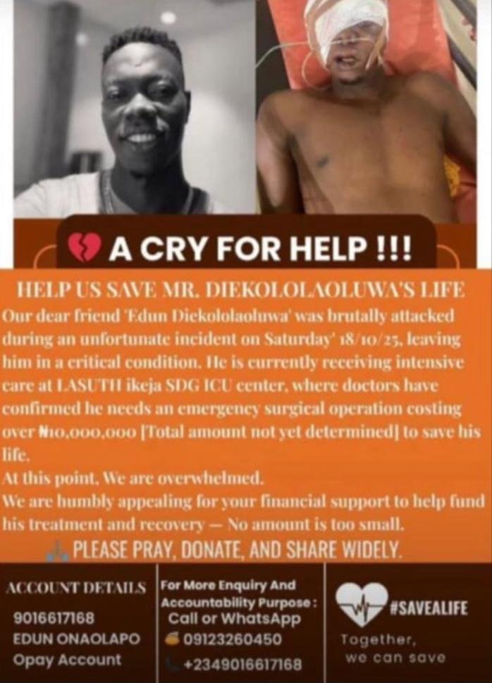 Seni Edun is a family friend. He's an orphan. He was attacked and shot by armed robbers in front of his house on Saturday. Please donate to this cause and / or RT 🙏
