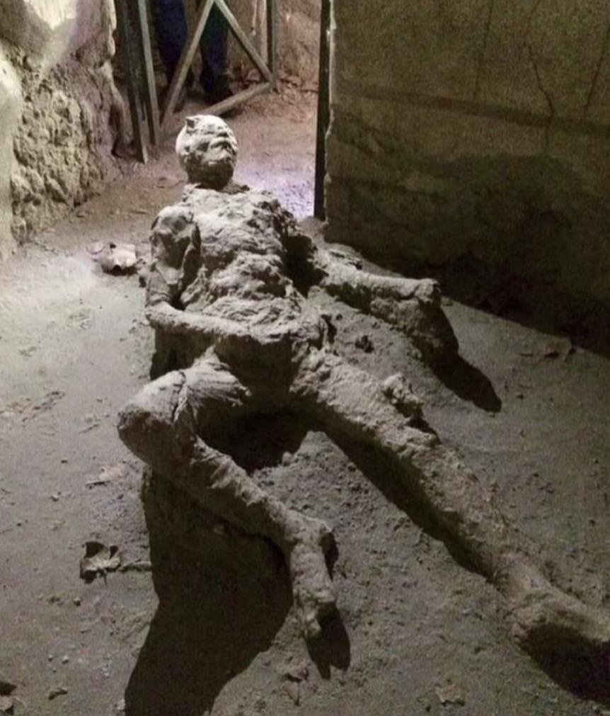 has the comet arrived?
This man was preserved in the Pompeii disaster around 79 a. C. in an interesting way