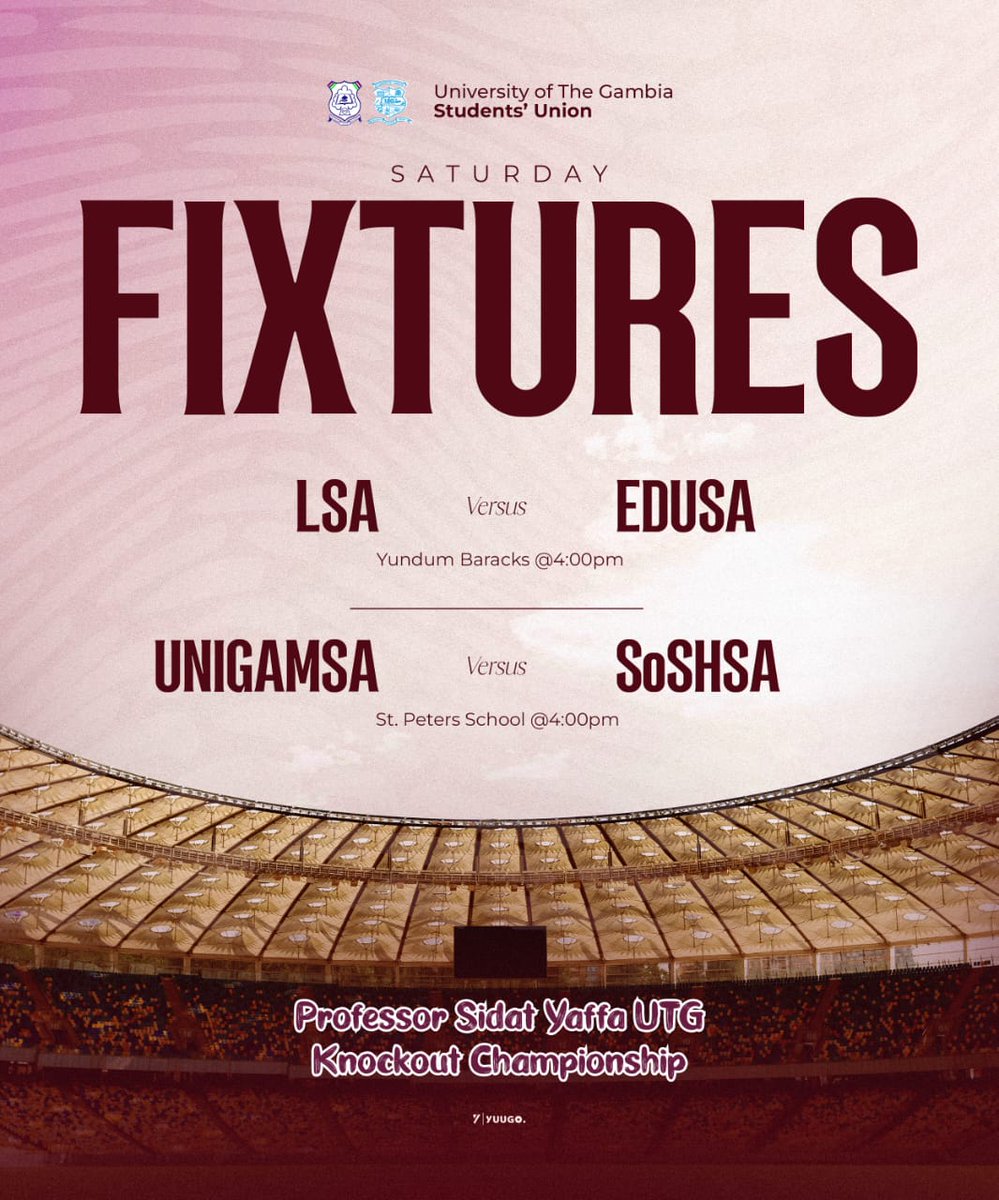 OfficialUTGSU's tweet photo. The heat is on, the grounds are set, and tensions are already rising as we kickoff the Quarter Finals fixtures of the Professor Sidat Yaffa’s UTG Knockout Championship on Saturday. https://t.co/BVuYy5UOI9
