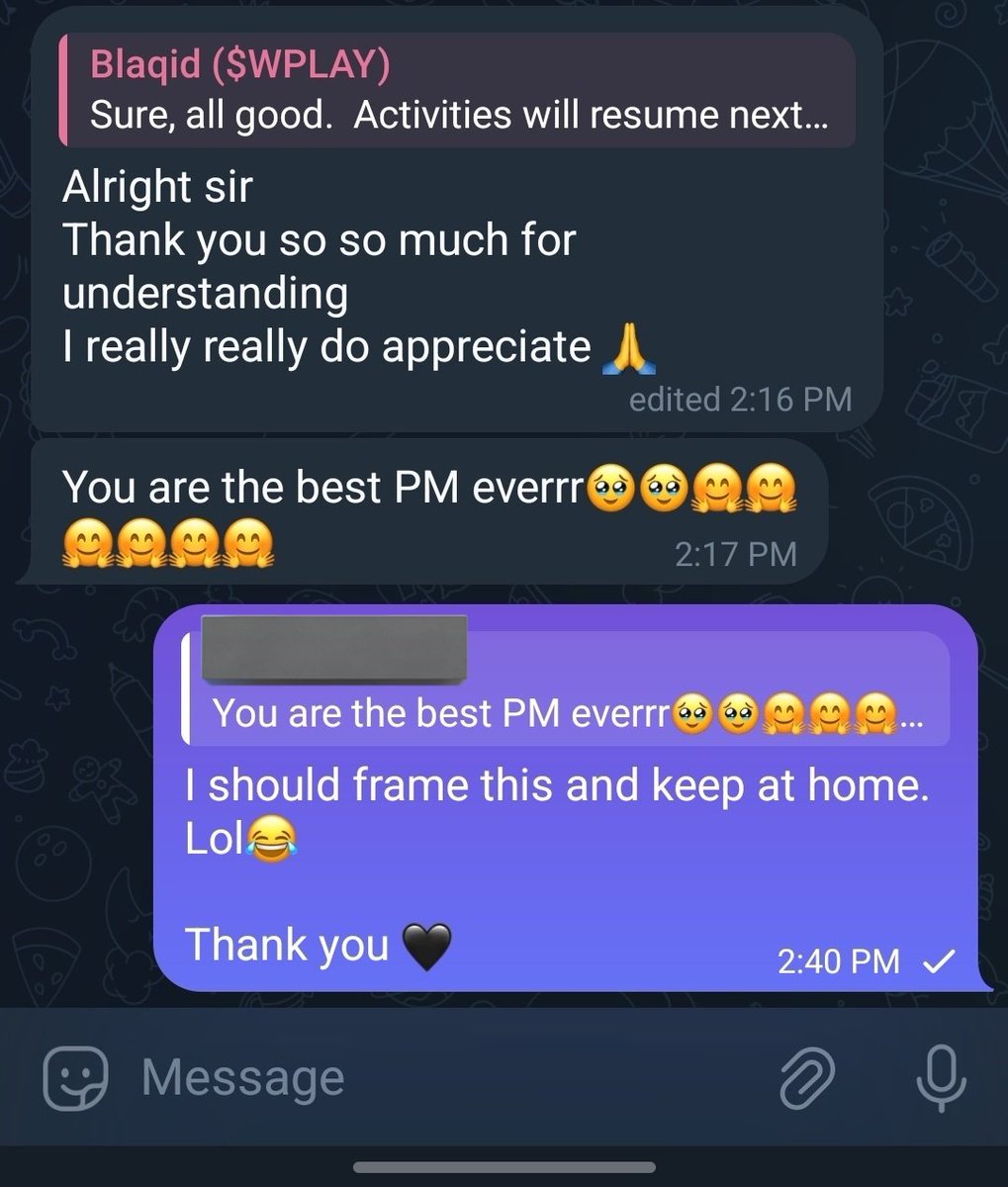 I should frame this and keep at home😂

I've been in Web 3 for 1year+, worked on several projects and never had a bad review either from my employer, Co workers or community. Always putting in my best.

But the secret is really "Treat people the way you wanna be treated" 🤝