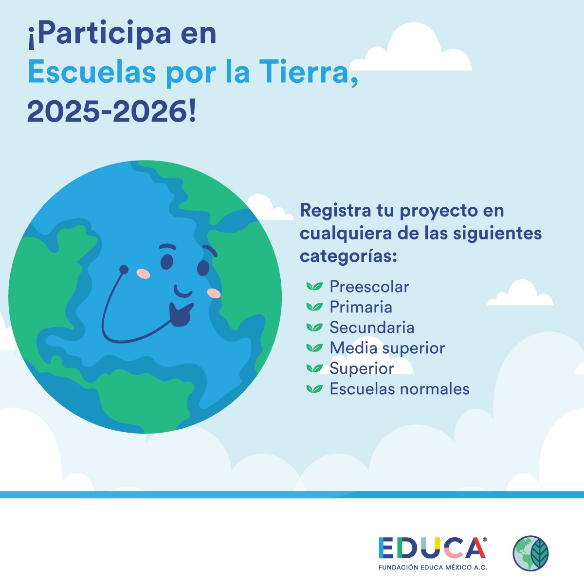 TESEeducativo's tweet image. ¡Súmate al cambio! Ya está abierta la convocatoria Escuelas por la Tierra 2025-2026.   Inscribe a tu escuela en  escuelasxlatierra.educa.org.mx  Para mayor información, puedes consultar las bases de la convocatoria en: escuelasxlatierra.educa.org.mx/.../convocator… #EscuelasPorLaTierra