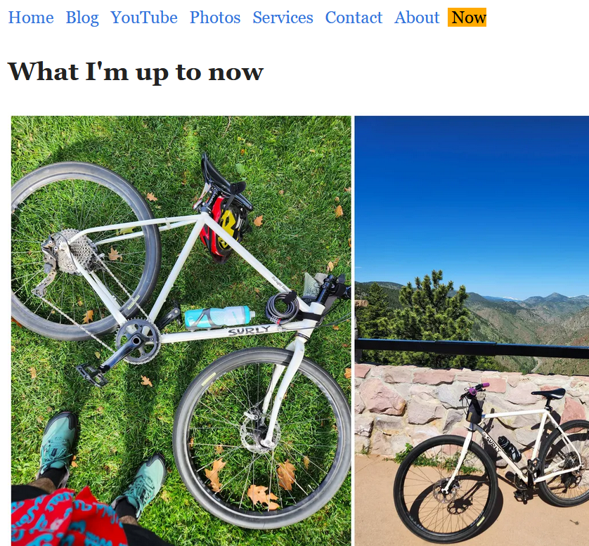 loganletsgo's tweet image. Make yourself a /now page so you can post cool pictures of bicycles and talk about LOTR