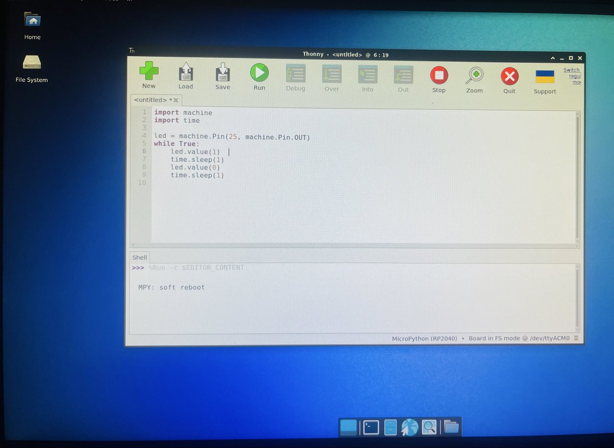 r_schulz_maker's tweet image. I'm not sure if I'm turning the world upside down? In any case, this is the first time that I program a @Raspberry_Pi Pico using the brand new @arduino UNO Q after installed #ThonnyIDE on this amazing Single Board Computer. Just a simple blinking LED #micropython example. #maker