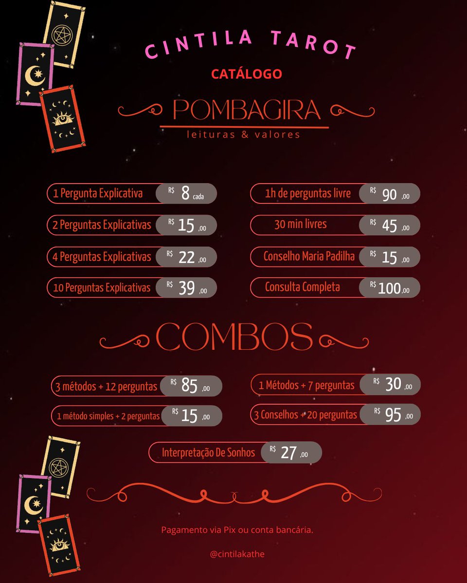 lilicartass's tweet photo. — Mesa Aberta com atendimento imediato.💌
 
🏹Tarot/Baralho Cigano &amp; Oraculo Pombagira.

 • https://t.co/0QQrg6gTGe https://t.co/QNEQp3MUrx