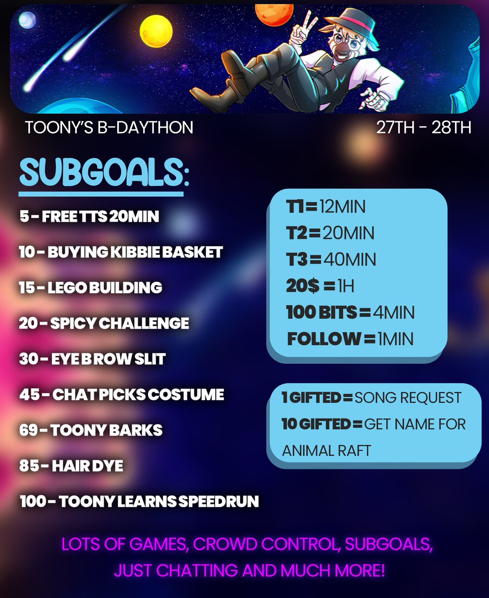 'll be doing my very first ever SUBATHON! ON MY BIRTHDAY! 🥳 Make sure to be there! Its gonna be awsome! (27th-28th (hopefully)) 😁