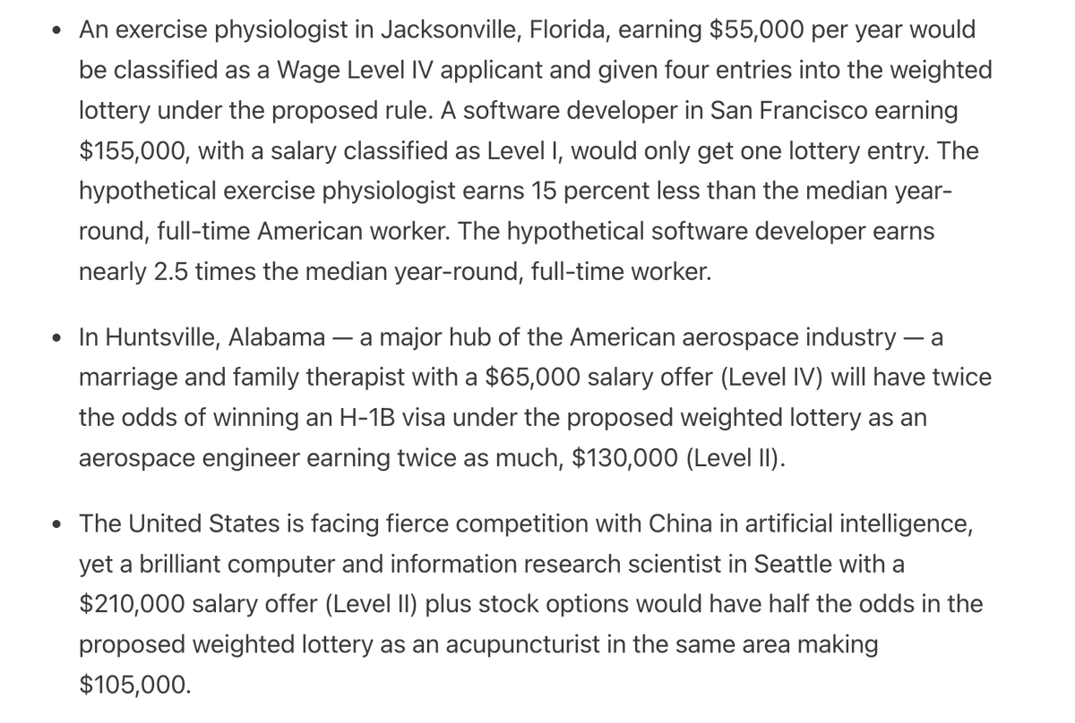 SpeakSamuel's tweet photo. The Trump Administration's overhaul of the H-1B lottery prioritizes visa applicants earning $55k over those earning $155k.

The administration needs to go back to the drawing board and revamp the H-1B system so that it actually prioritizes top earners.
https://t.co/Vllc6BOxh3 https://t.co/mJikniAVTz