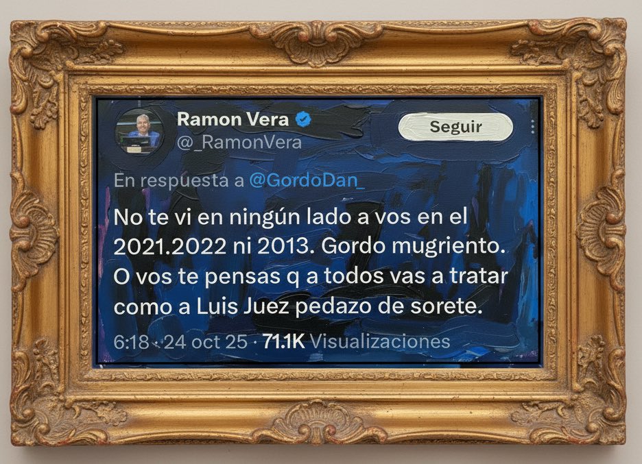 🎨 “Gordo Mugriento”, óleo sobre tela.
Obra del artista contemporáneo Ramón “El Nene” Vera.
