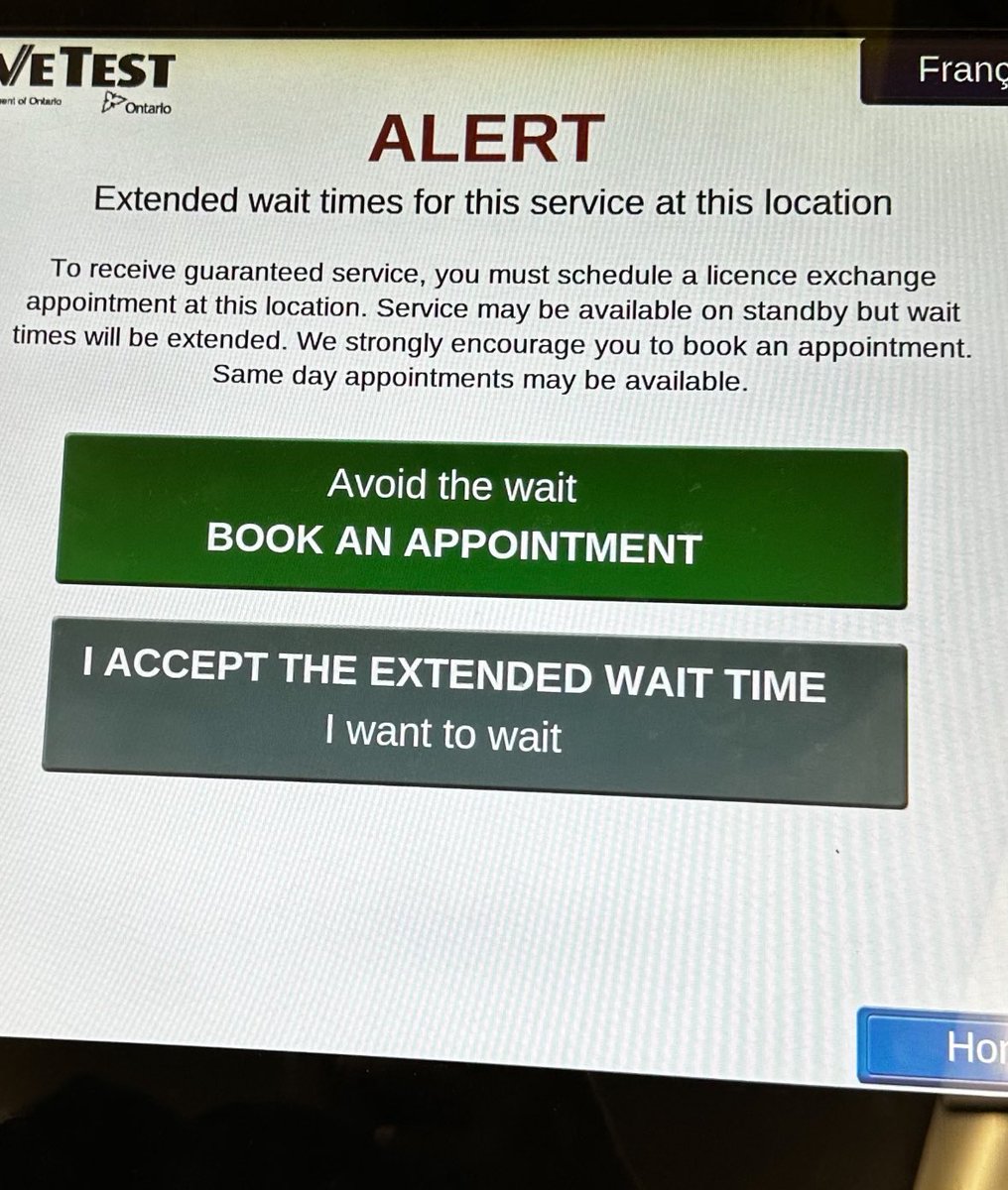 codebanter's tweet image. Apparently, the only valid option when at Walkley Rd location is to “Book an appointment”. An employee stood at the front of the room and told nearly a dozen people that “they could not read” aka the (kiosk)  to perform an out of province exchange. #Ottawa #drivetest #Ontario