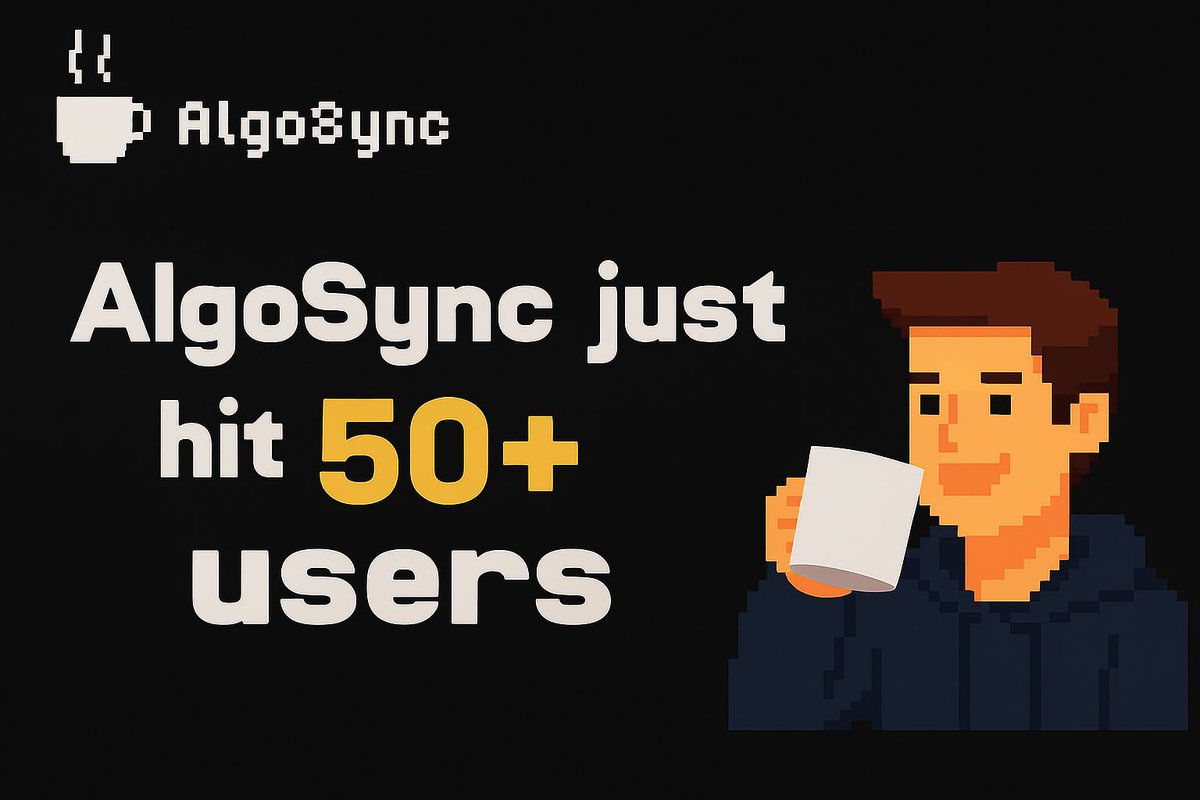 mr_kevinlyy's tweet image. AlgoSync just hit 50+ users signed up, only 1 week since launch.🎉 

We’re already welcoming developers and students from MIT, Stanford, and Berkeley — super grateful for the early support!

Proud to be part of the Delta Program, helping us connect with more developers and build…