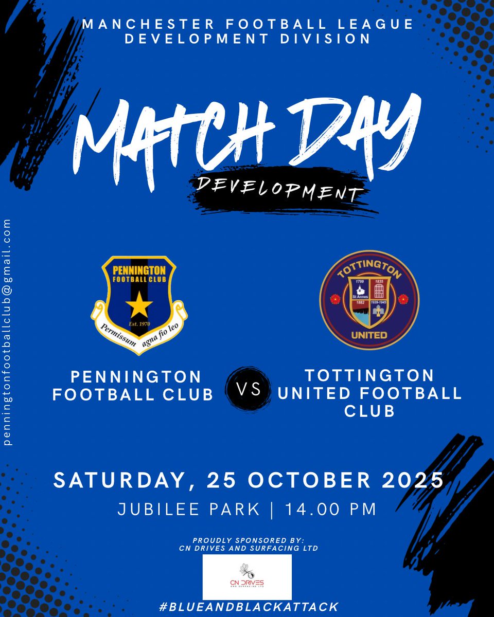Two games tomorrow at JP. Get yourselves down for food and drinks and to enjoy one of our games!⚽️🔵⚫️
#blueandblackattack