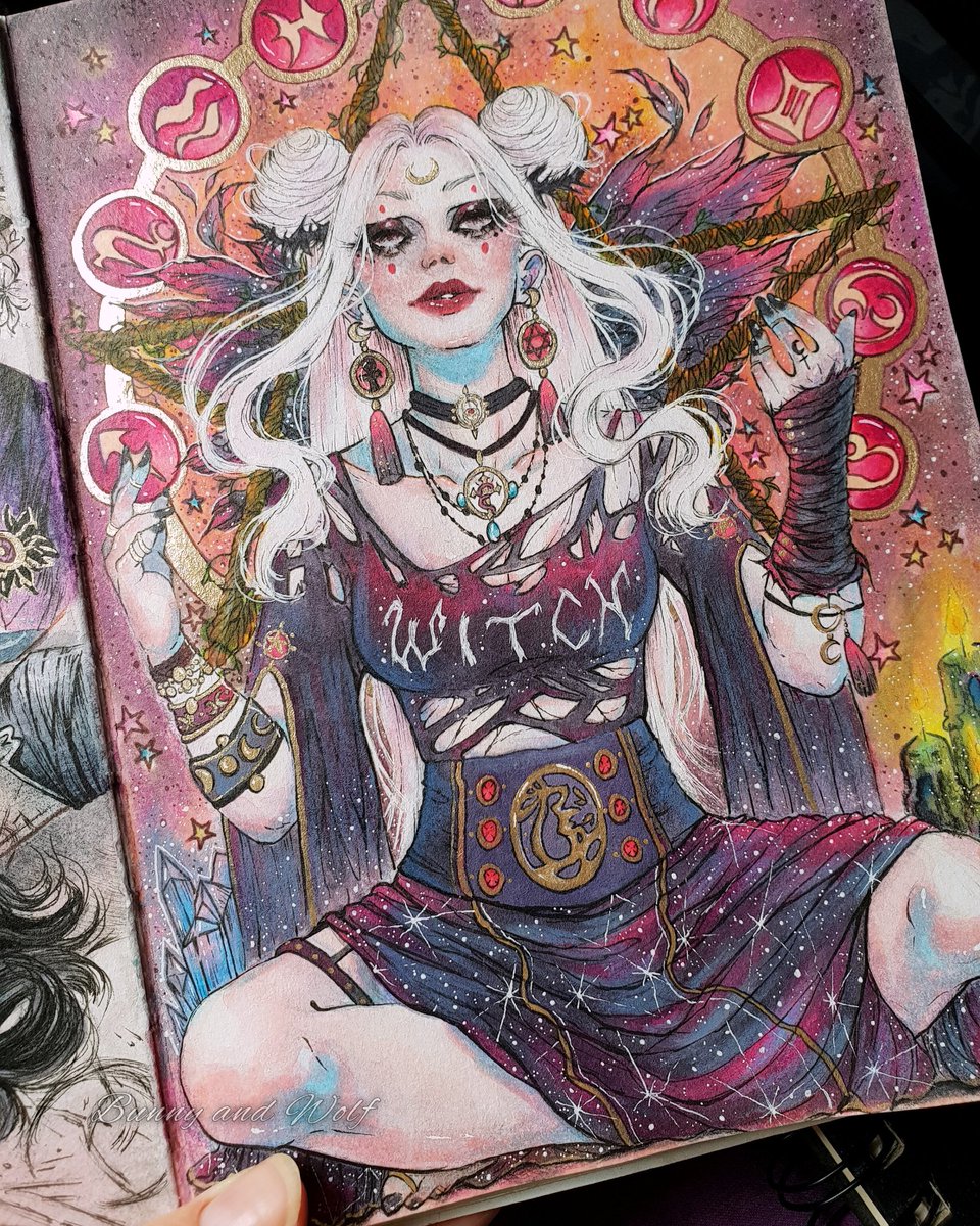 Bunny_andwolf's tweet photo. Iris, the witch, is here🐇🔮.
She has that calm power, born from the depth of the earth, bones and flesh. A power that goes beyond the soul to the eternity🖤.
Watch more of the process on PATREON💫.
#witch #painting #darkfantasy #romantasy #comicauthor #author #sketchbook #art https://t.co/bnquoa1ODd