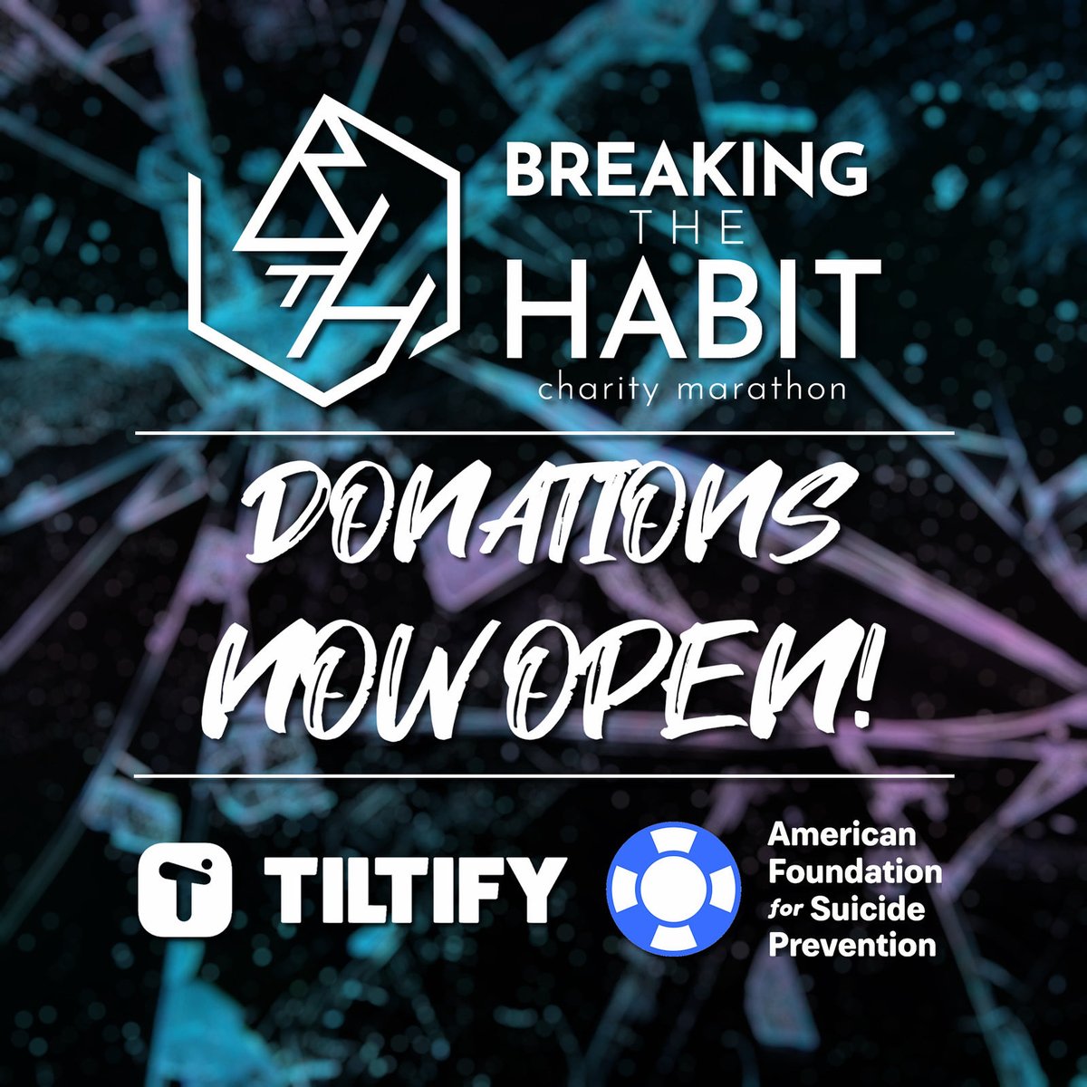 The <a href="/tiltify/">Tiltify</a> benefitting <a href="/afspnational/">American Foundation for Suicide Prevention</a> is now LIVE!

The event starts at 10:00 AM EDT/ 9:00 AM CDT tomorrow morning on Twitch with a YouTube Simulcast!

Donate here - tilt.fyi/RpZckFOJaZ

Twitch - twitch.tv/bthcharity
YouTube - youtube.com/@BTHcharity