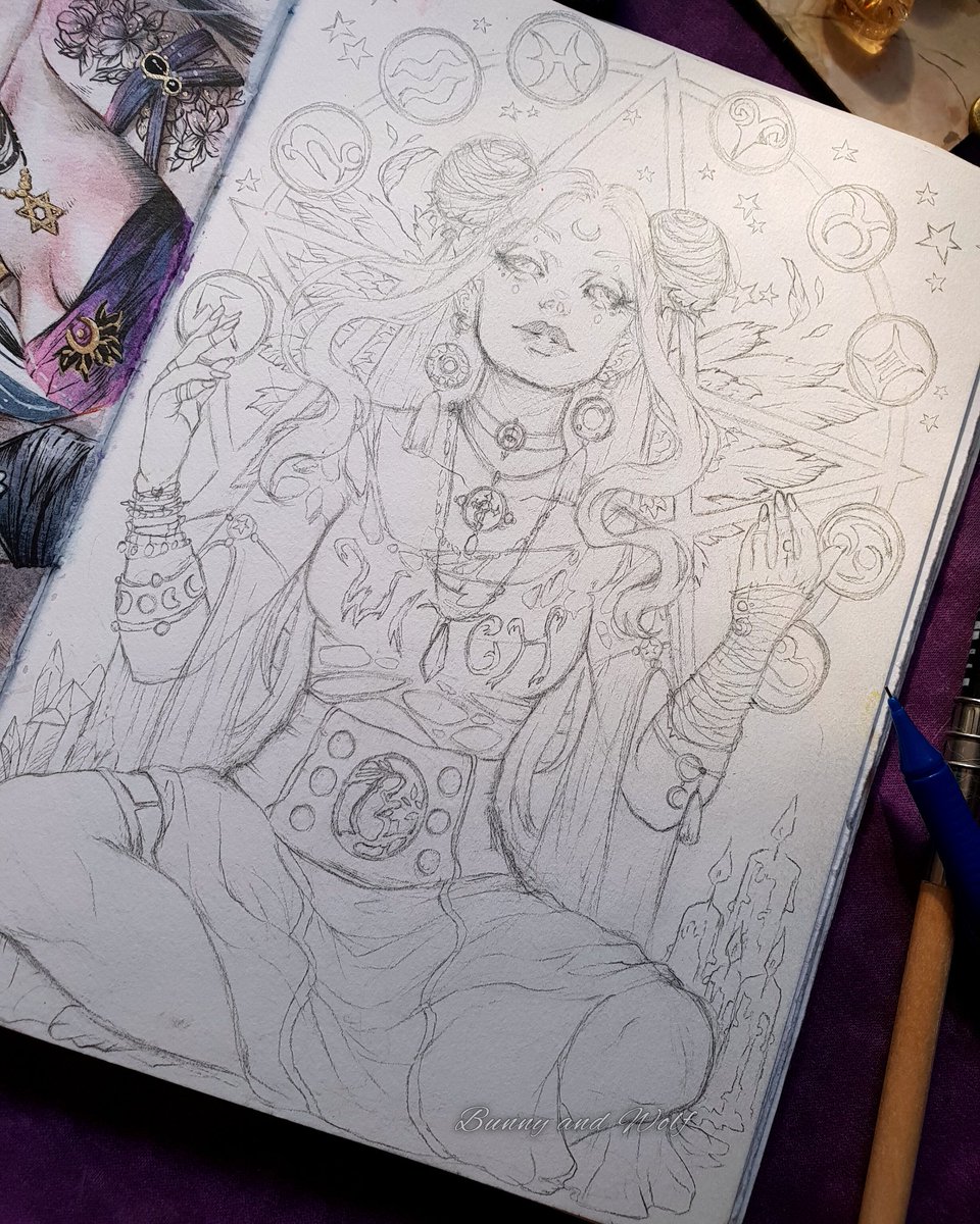 Bunny_andwolf's tweet photo. Iris, the witch, is here🐇🔮.
She has that calm power, born from the depth of the earth, bones and flesh. A power that goes beyond the soul to the eternity🖤.
Watch more of the process on PATREON💫.
#witch #painting #darkfantasy #romantasy #comicauthor #author #sketchbook #art https://t.co/bnquoa1ODd