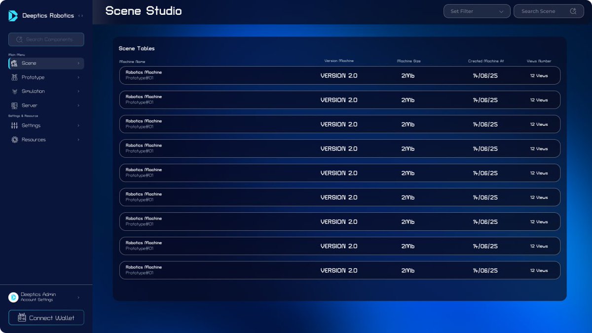 Deeptics_'s tweet image. Deeptics Labs Studio Development Update
We’re progressing deeper into the Scene Robotics Simulation Table and Prototype Dashboard phase.
From asset indexing to live scene generation, every component inside the new Studio build now connects seamlessly with our internal asset…