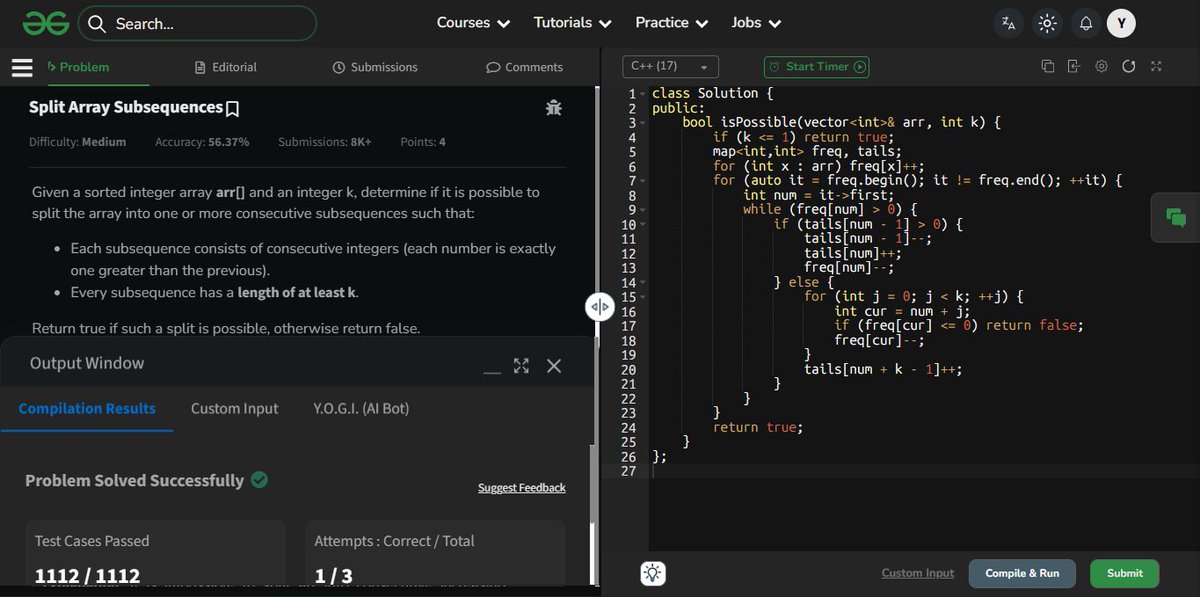 YojitKataria's tweet image. gn🍅
dpp-11
Split Array Subsequences
geeksforgeeks.org/problems/split…
#100DayChallenge #potd #LearnInPublic
@geeksforgeeks