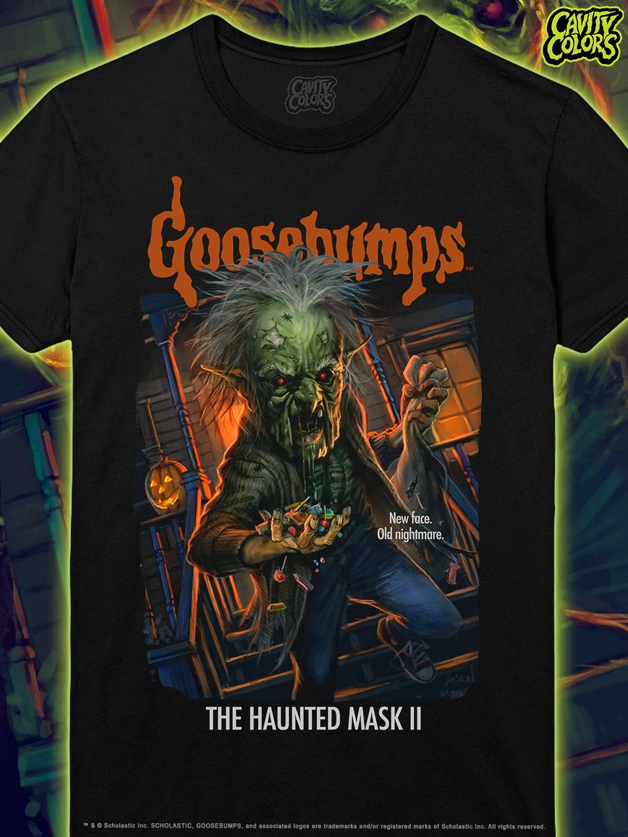 🎃 October gives us GOOSEBUMPS! 👀 Which book / episode is your favorite this time of year?
 
👻 Grab these officially licensed THE HAUNTED MASK &amp; THE HAUNTED MASK II premium tees, only at cavitycolors.com