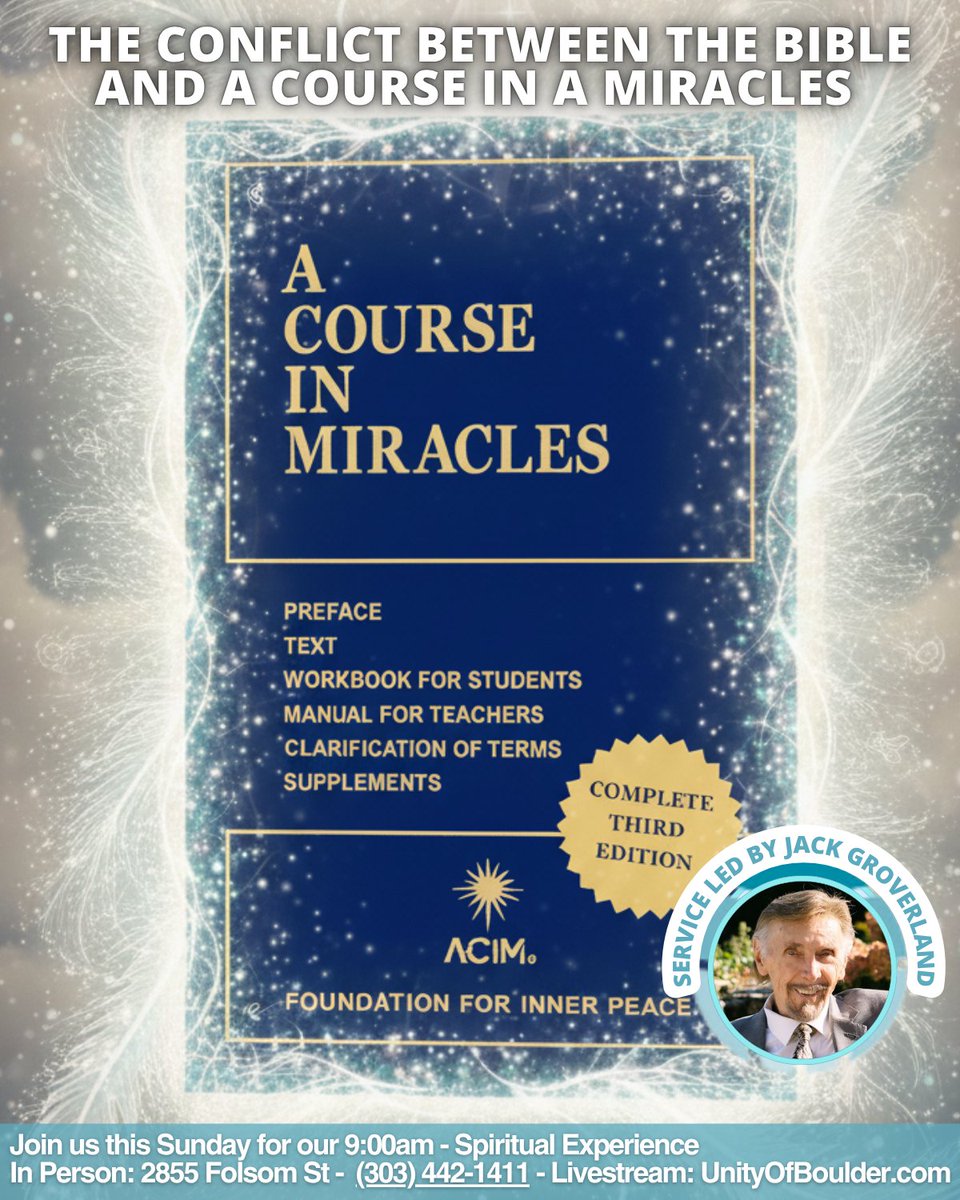 UnityBoulder's tweet image. Do they truly conflict, or are they two different paths pointing toward the same universal Truth and Love?
Explore the overlaps, the differences, and the deeper connections between these two powerful spiritual texts.
#unityofboulder #acim #acourseinmiracles #bible #boulderco
