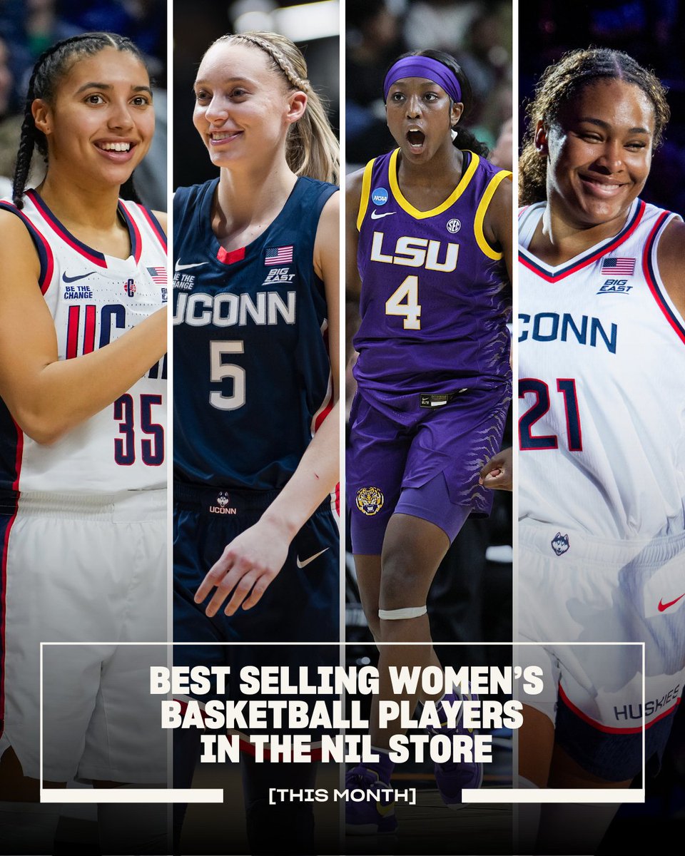 nil_store's tweet image. The Best Selling Women's Basketball Players in the NIL Store this month: 

1. Azzi Fudd
2. Paige Bueckers
3. Flau'jae Johnson
4. Sarah Strong
5. KK Arnold
6. Chloe Spreen
7. Hailee Swain
8. MiLaysia Fulwiley
9. Peyton Bradley
10. Janessa Cotton