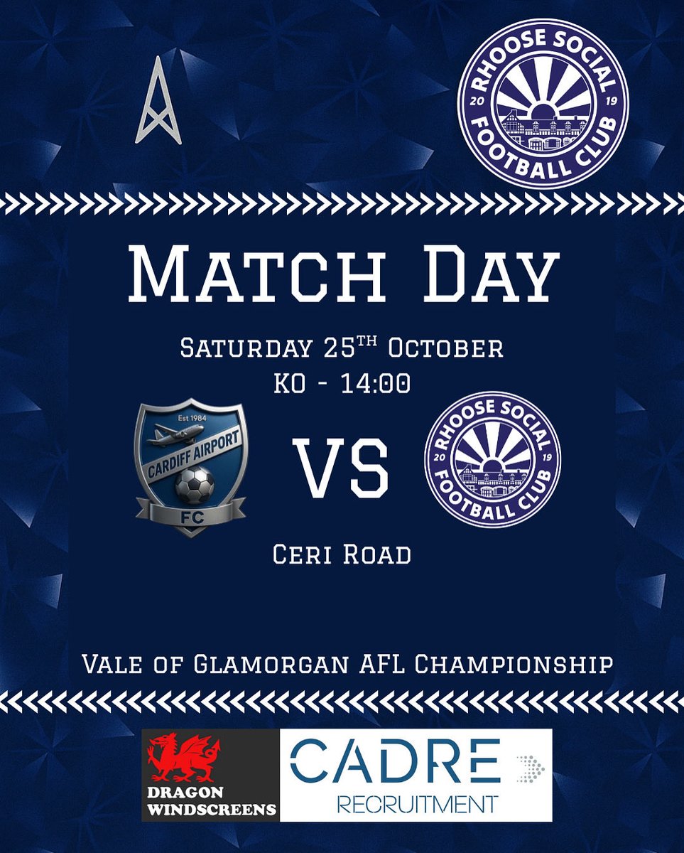 🚨 MATCHDAY ALERT 🚨

Tomorrow the lads are back in action as we head away to <a href="/AirportVetsFC/">Cardiff Airport Vets ✈️💙🇸🇦</a>! 💪⚽️

📍 Ceri Road
🕑 Kick Off: 2pm
👕 Kit: Yellow

The boys will be looking to bring home another big performance — let’s get behind them! 💛💙

#RhooseSocial #RSFC #Matchday