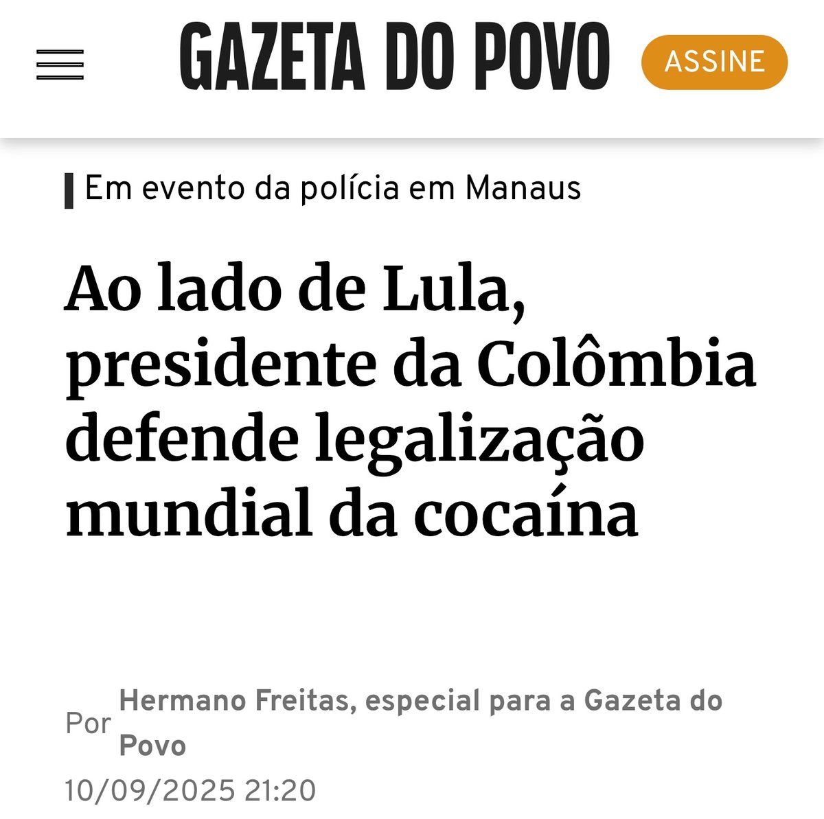 <a href="/LulaOficial/">Lula</a> Mal colocada ficou a Seleção Brasileira nas eliminatórias. Essa bobagem que você disse só expôs o que você, seu amigo Gustavo Petro e a esquerda como um todo pensam sobre o banditismo ser uma forma de luta por justiça social.