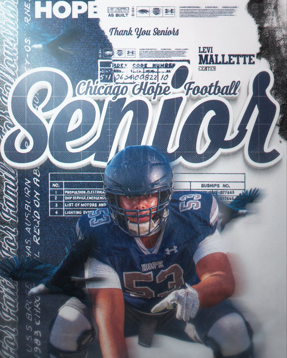 Senior night tonight vs Chicago Christian 
#53 Levi Mallette Center/lineman Captain 
🏈 #FlyEaglesFly 🦅