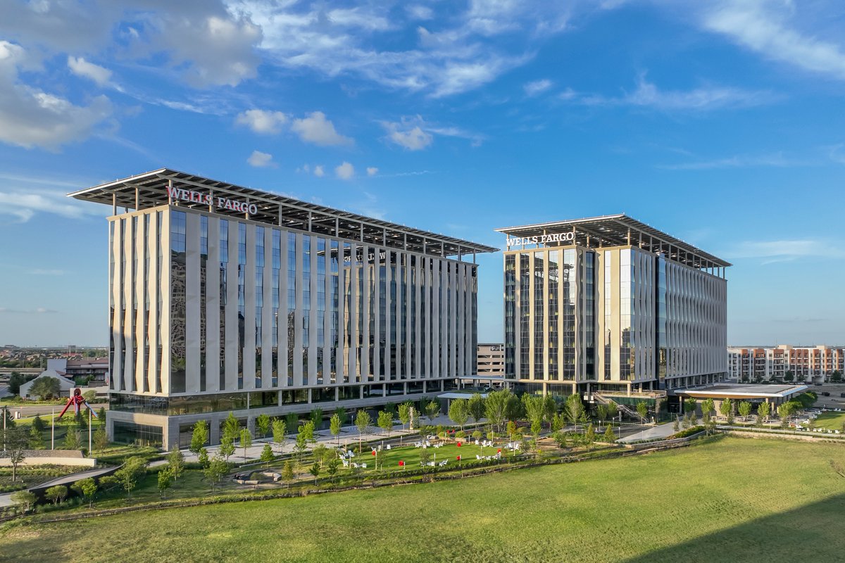 KDC_Development's tweet image. The ribbon is cut on our Wells Fargo Las Colinas project! Two 10 story buildings across 22 acres bring 4,500 employees together. Designed by Corgan and built by Austin Commercial, the net positive campus puts employees and sustainability first. Read more: dmagazine.com/commercial-rea…