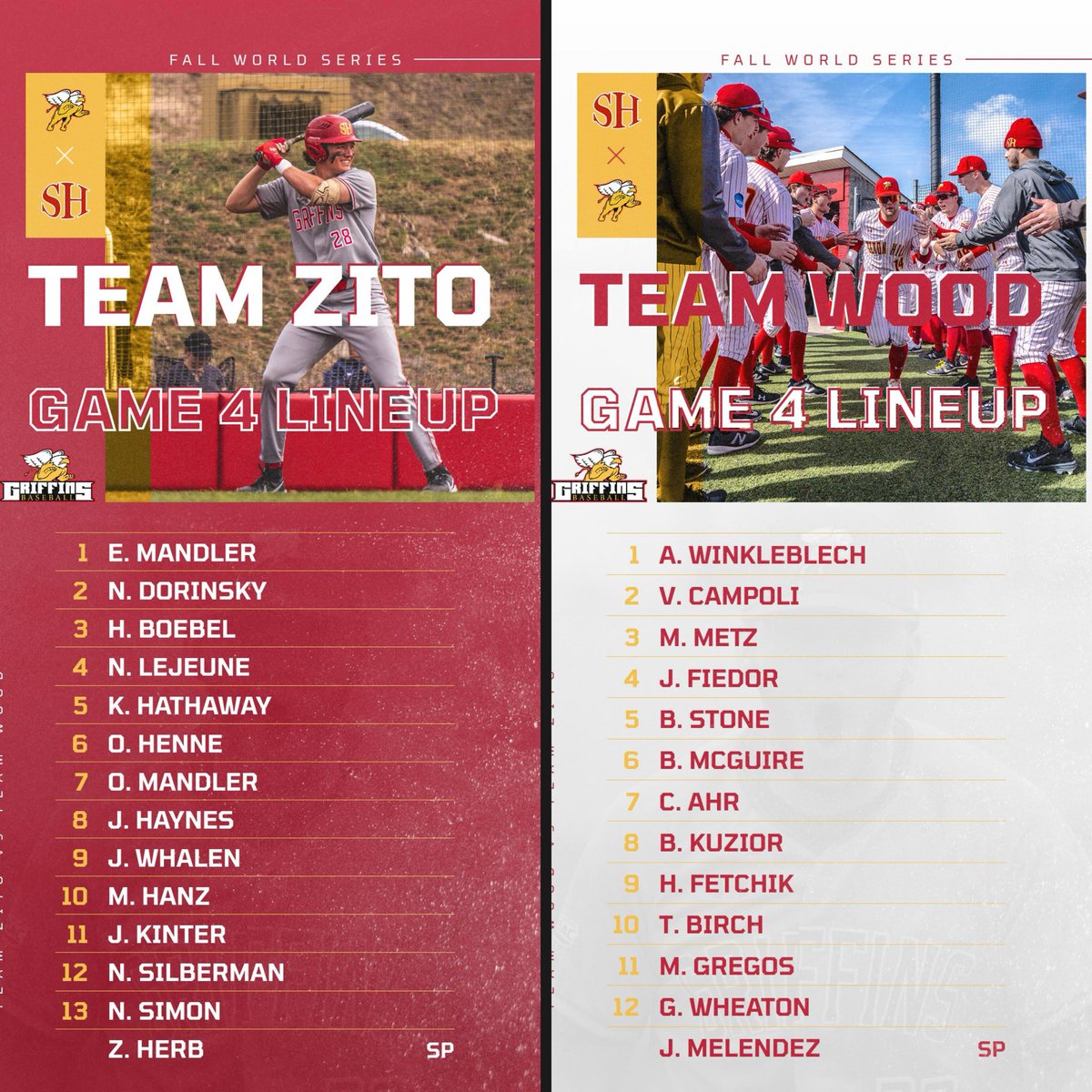 SHGriffBaseball's tweet image. Fall World Series
Game 4️⃣ Lineups
4:05 first pitch

#FUEGO | #FourEightyFour