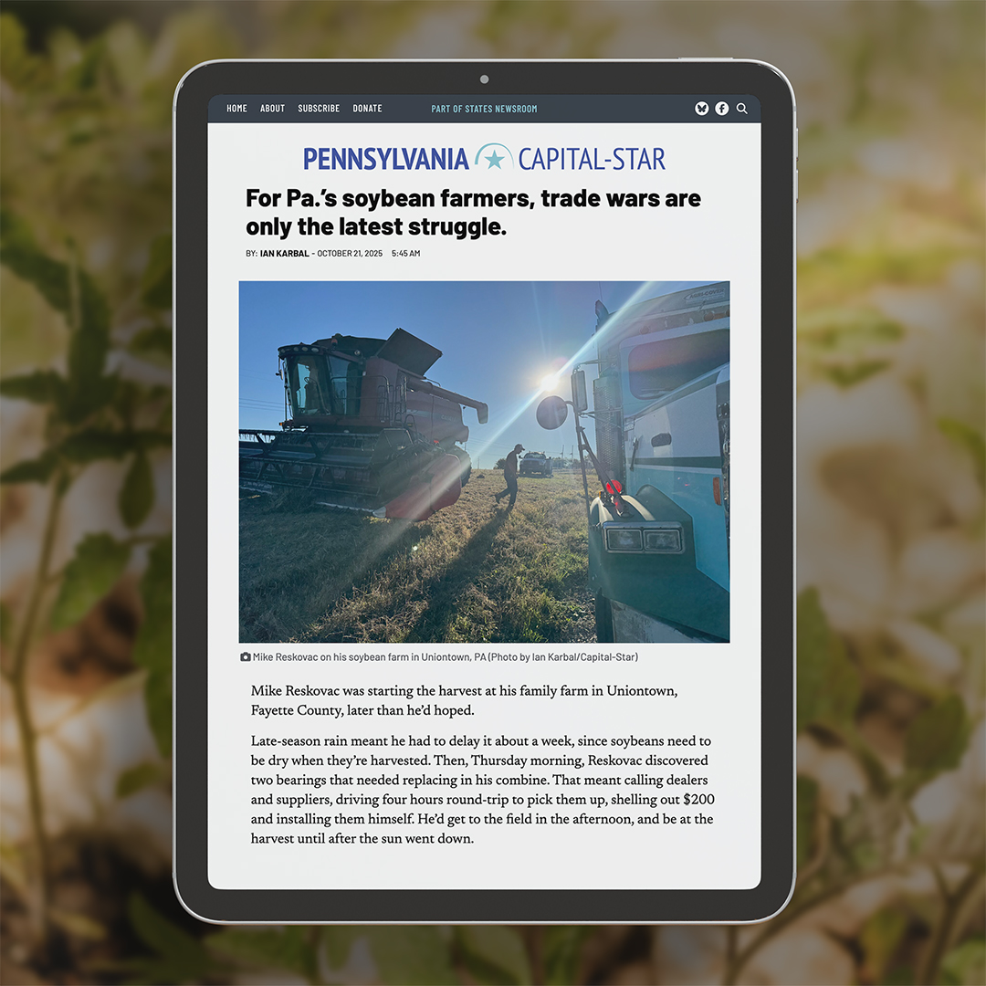 In a recent Pennsylvania Capital-Star story, Uniontown farmer and Pennsylvania Soybean Board member Mike Reskovac shared what it takes to keep farming sustainable in the changing economy.

Read the full article here: bit.ly/3L6osQv.