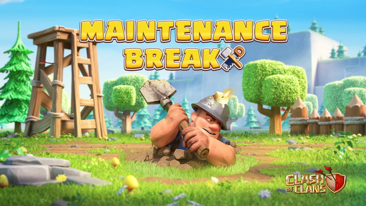 ClashofClans's tweet image. Chief! Our Builder will have to take the game down for Maintenance. What is he fixing now?

- Some visuals bugs with My Town Hall leaderboard
- Upgrading Town Hall causing some players to be placed in a higher league
- Ranked attack button not showing up while preparing for a new…