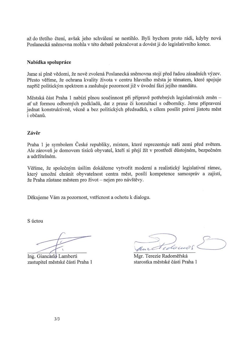 Referendum na Praze 1 potvrdilo jasný zájem občanů, aby bylo naše centrum klidnější a bezpečnější. Úřad koná. Tajemník dostal za úkol zajistit meziodborovou spolupráci a připravit konkrétní plán s návrhem realizace jednotlivých bodů, které ze závěrů referenda vyplývají. To ale