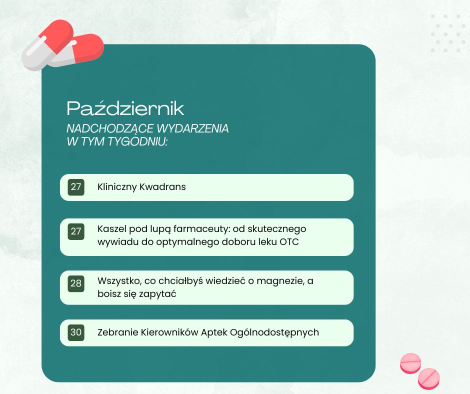 💊Nadchodzące wydarzenia w tym tygodniu!📅

📣Nie przegap! Dołącz i poszerz swoją wiedzę.
▶szkolenia.oia.waw.pl