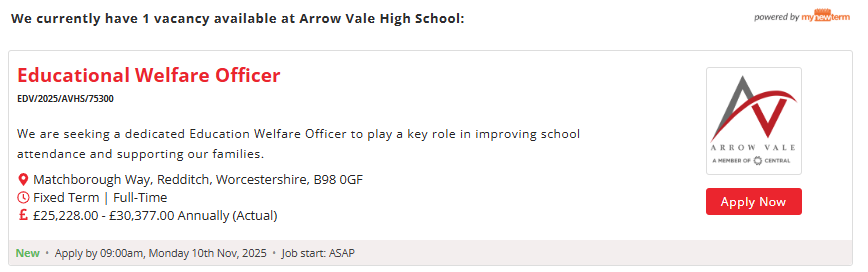 We are recruiting. Arrow Vale - Vacancies