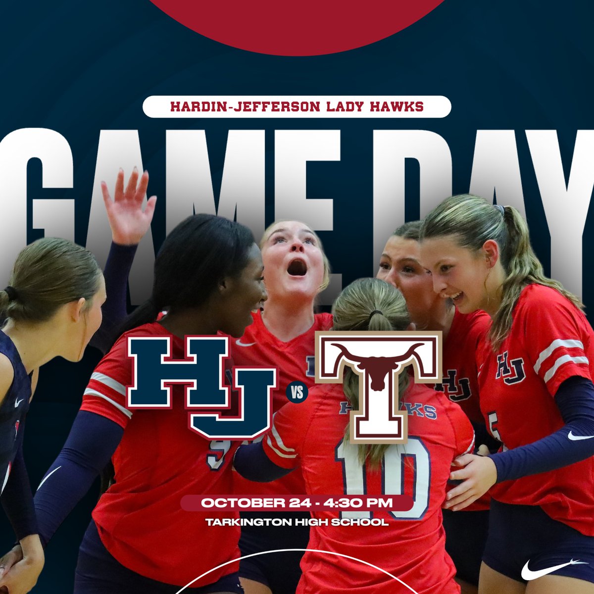 Get excited, it’s GAMEDAY and a playoff spot is on the line for the Lady Hawks! #TalonsOut #WeFlyTogether 

🏐: at Tarkington
📍: Tarkington High School 
⌚️: 4:30 pm (Varsity followed by JV)
🎟️: events.hometownticketing.com/boxoffice/tark…
