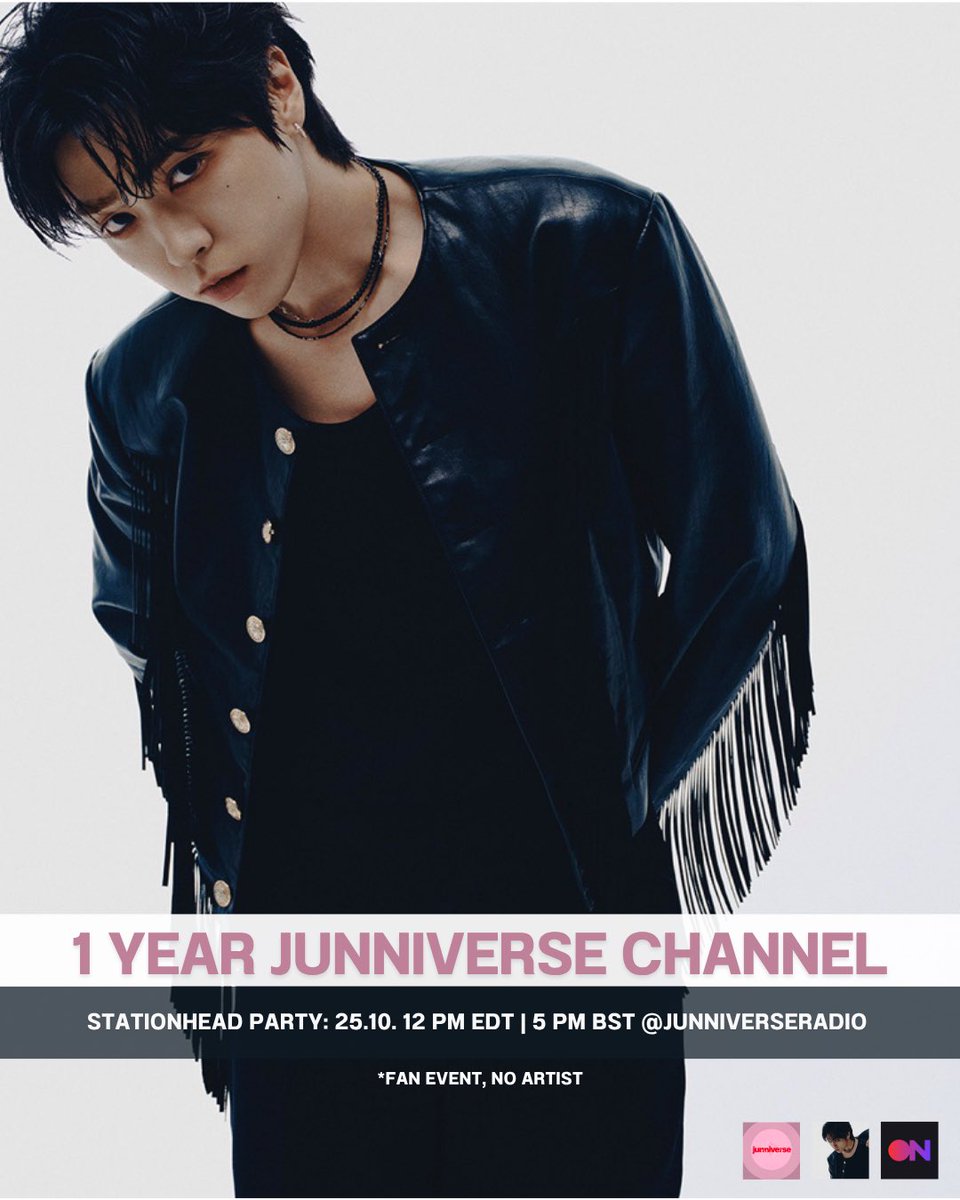 junniverseradio's tweet image. &amp;lt;CHANNEL ANNIVERSARY&amp;gt;
🗓️ 24.10.2024

We are celebrating 1 year official Junniverse channel on #stationhead 🎉

Thank you all for the love and support — and special thanks to @_jnkmsc_ for uniting us through your music! 🤍

Streaming Party @junniverseradio 
📍25.10.2025: 12pm EDT