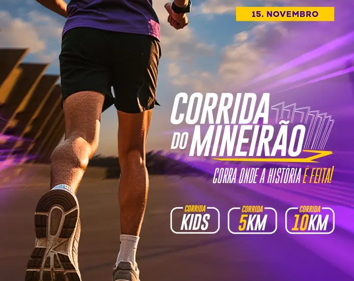 CurteBh's tweet photo. Corrida do Mineirão 60 anos acontece dia 15 de Novembro, com kit completo, shows, corrida KIDS e percurso de 5km e 10km. https://t.co/1RLqH2AeZh