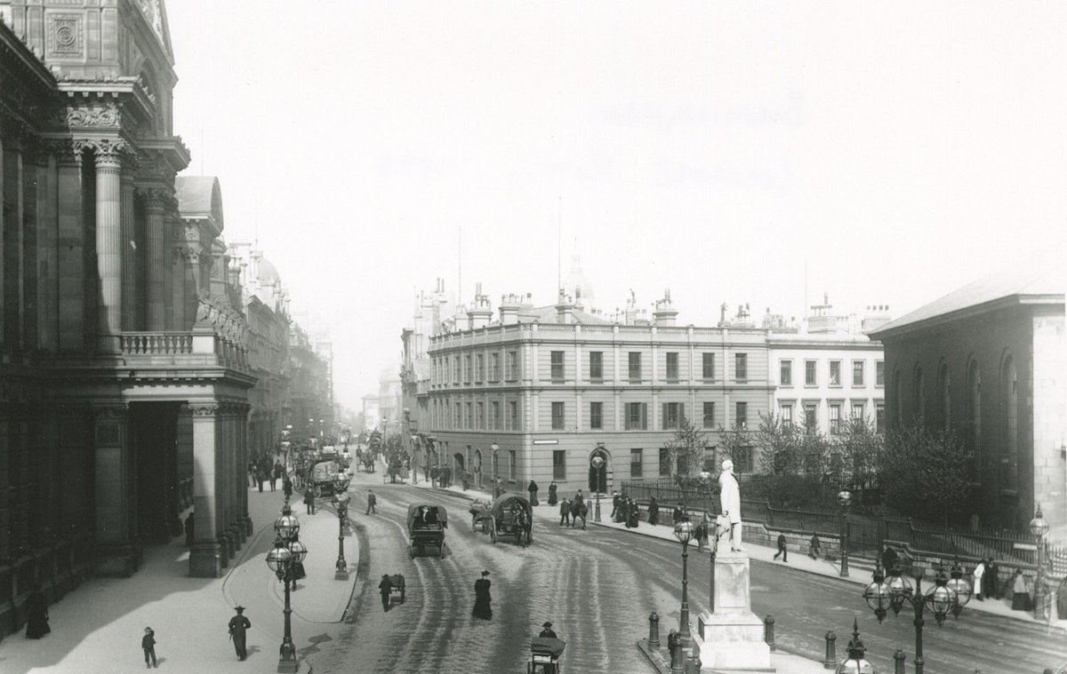 #PhotoFriday today is this 1896 photograph of a bustling Colmore Row. The Council House to the left and Christ Church churchyard on the right.  Before development in the 18th century, Colmore Row was a country lane called New Hall Lane. Ref: MS 4557 Box 5 <a href="/LibraryofBham/">LibraryofBirmingham</a> <a href="/Brumpic/">Brumpic</a>