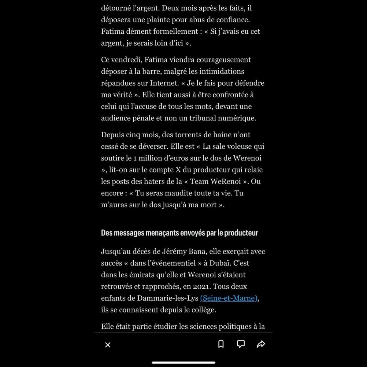 Fatima raconte les violences, menaces et cyberharcèlement qu’elle dit subir depuis la mort de Werenoi ( Paix à son âme )
Babs le producteur et même Ivoiroi qui gère le compte team Werenoi sont cités dans l’article du Parisien.
#werenoi #babs